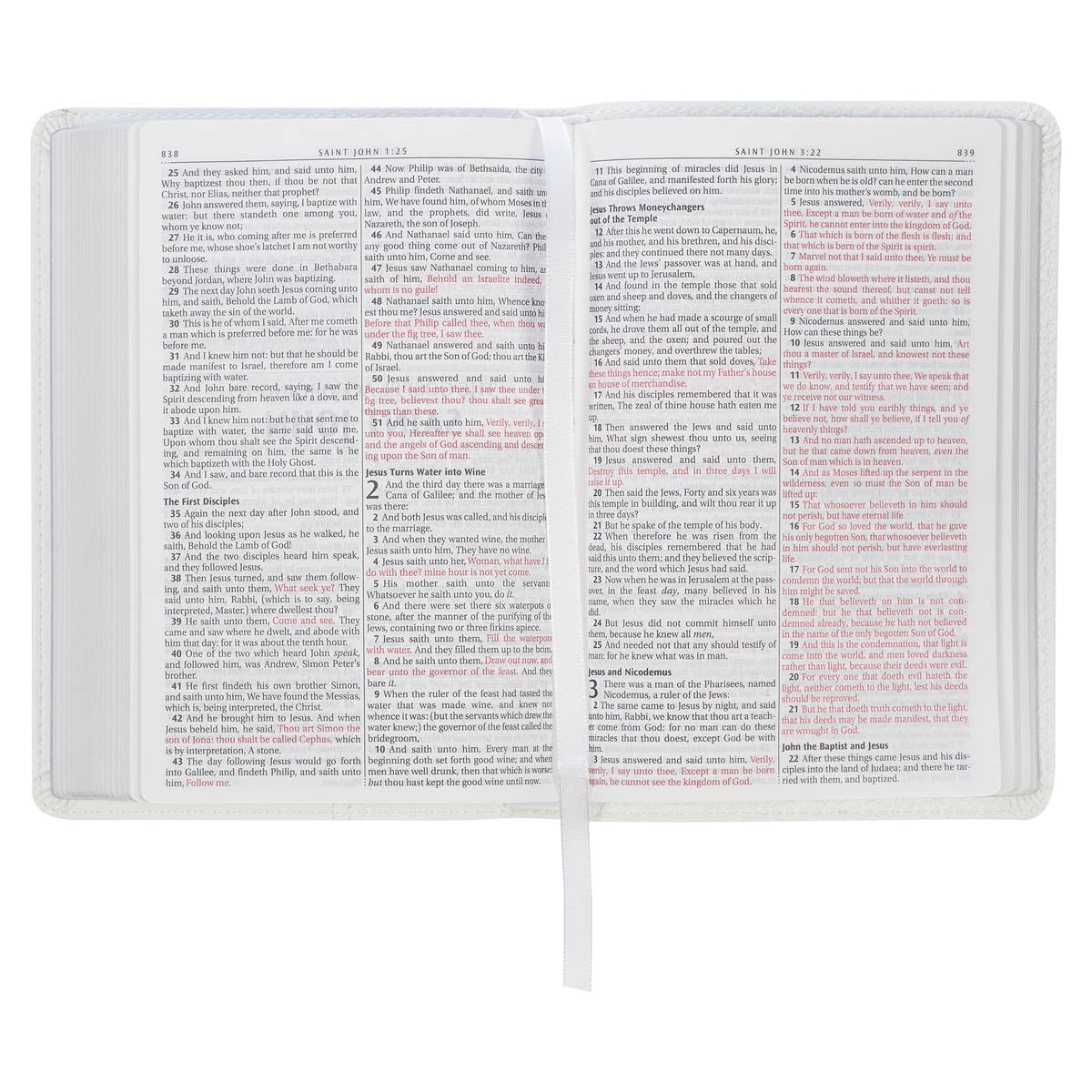 White Faux Leather Compact King James Version Bible