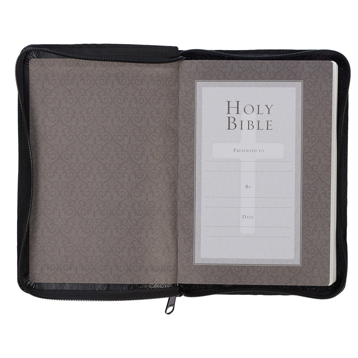 Black Faux Leather Compact King James Version Bible with Zippered Closure