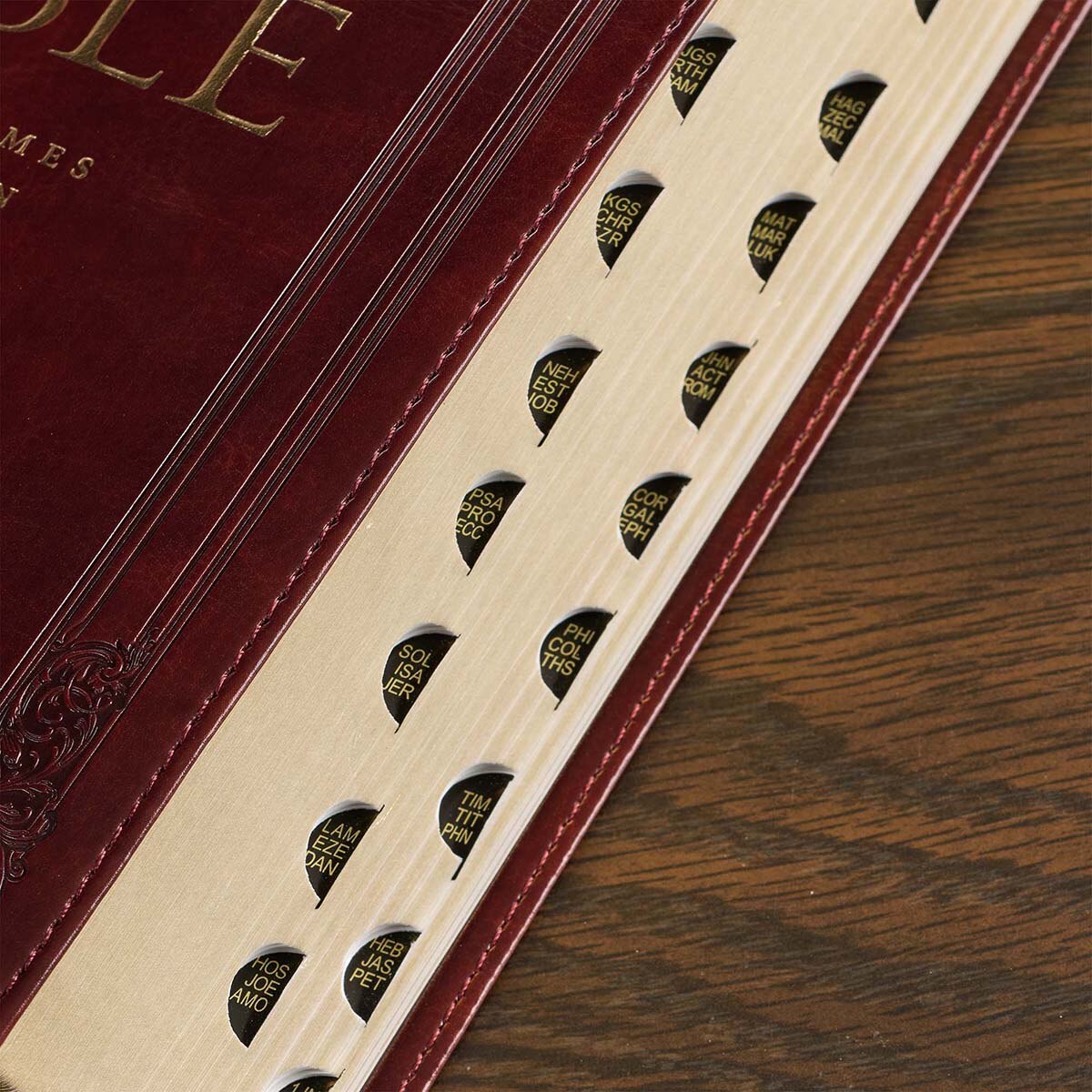 Saddle Tan Faux Leather Deluxe King James Version Gift Bible with Thumb Index