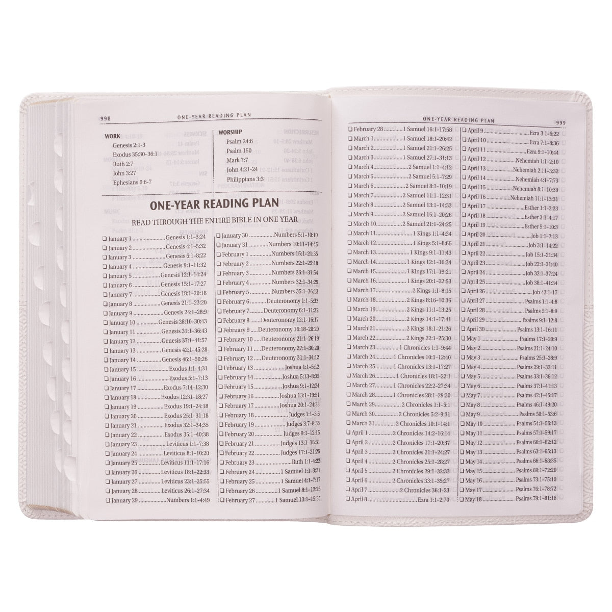 White Faux Leather King James Version Deluxe Gift Bible with Thumb Index