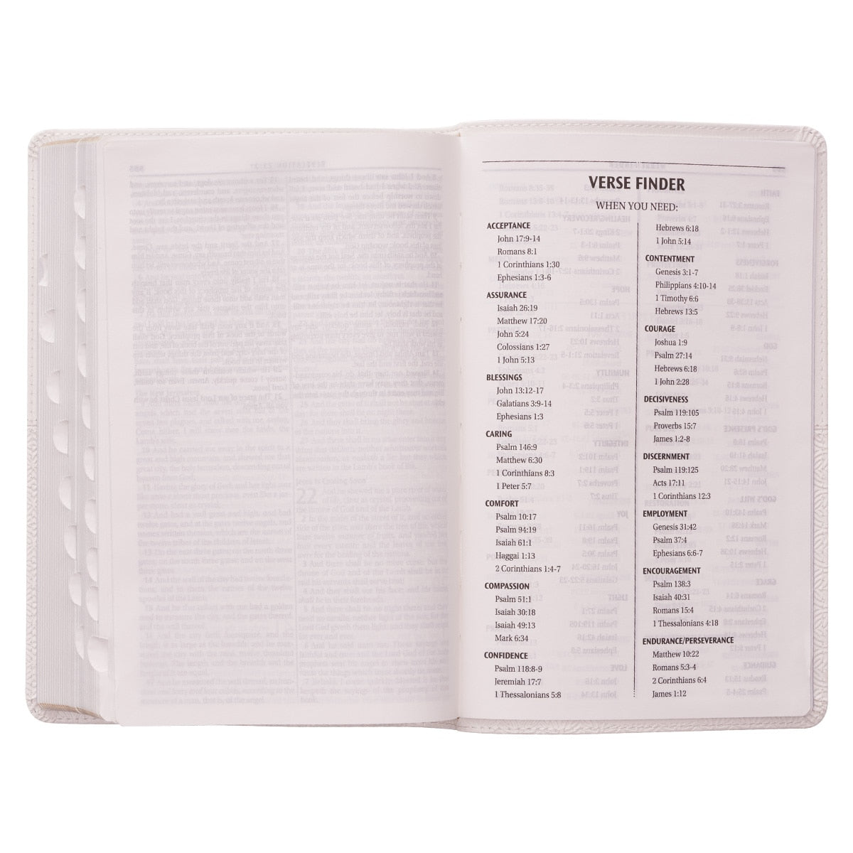 White Faux Leather King James Version Deluxe Gift Bible with Thumb Index