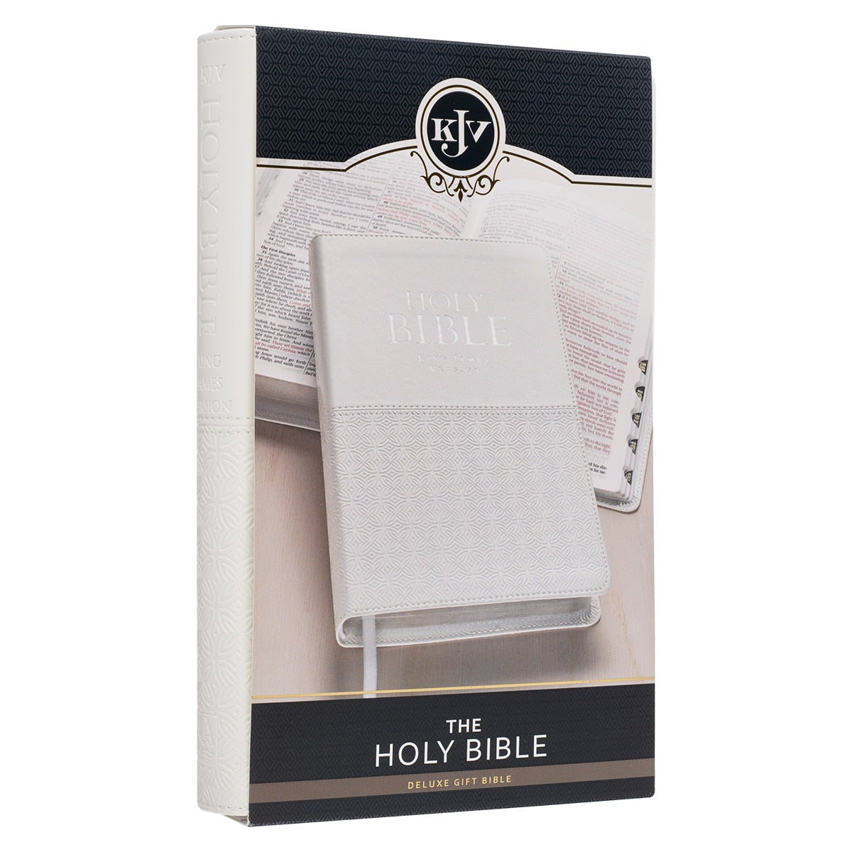 White Faux Leather King James Version Deluxe Gift Bible with Thumb Index