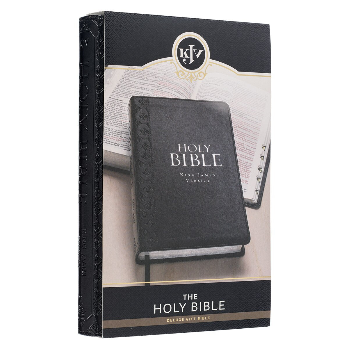 Black Faux Leather King James Version Deluxe Gift Bible with Thumb Index