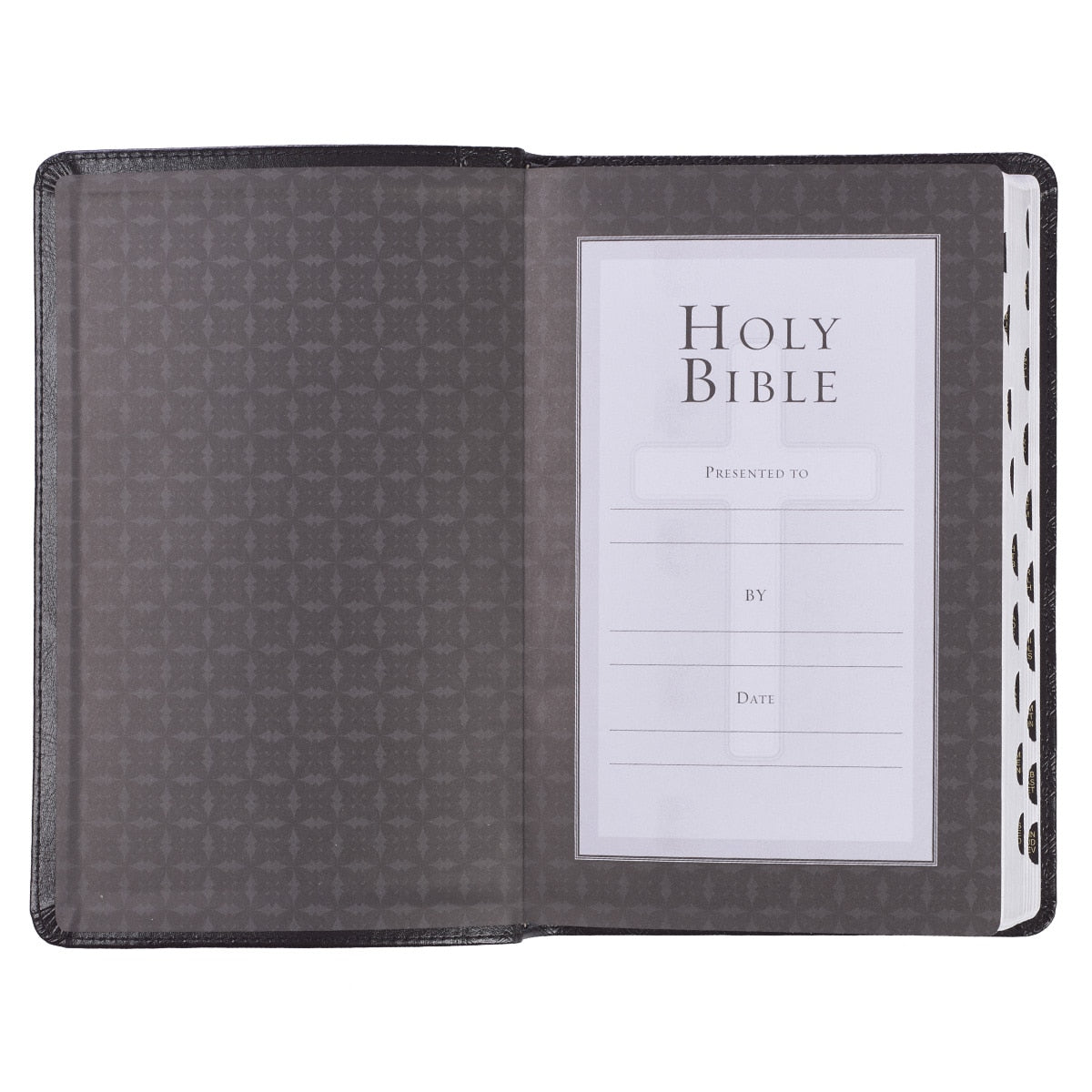 Black Faux Leather King James Version Deluxe Gift Bible with Thumb Index