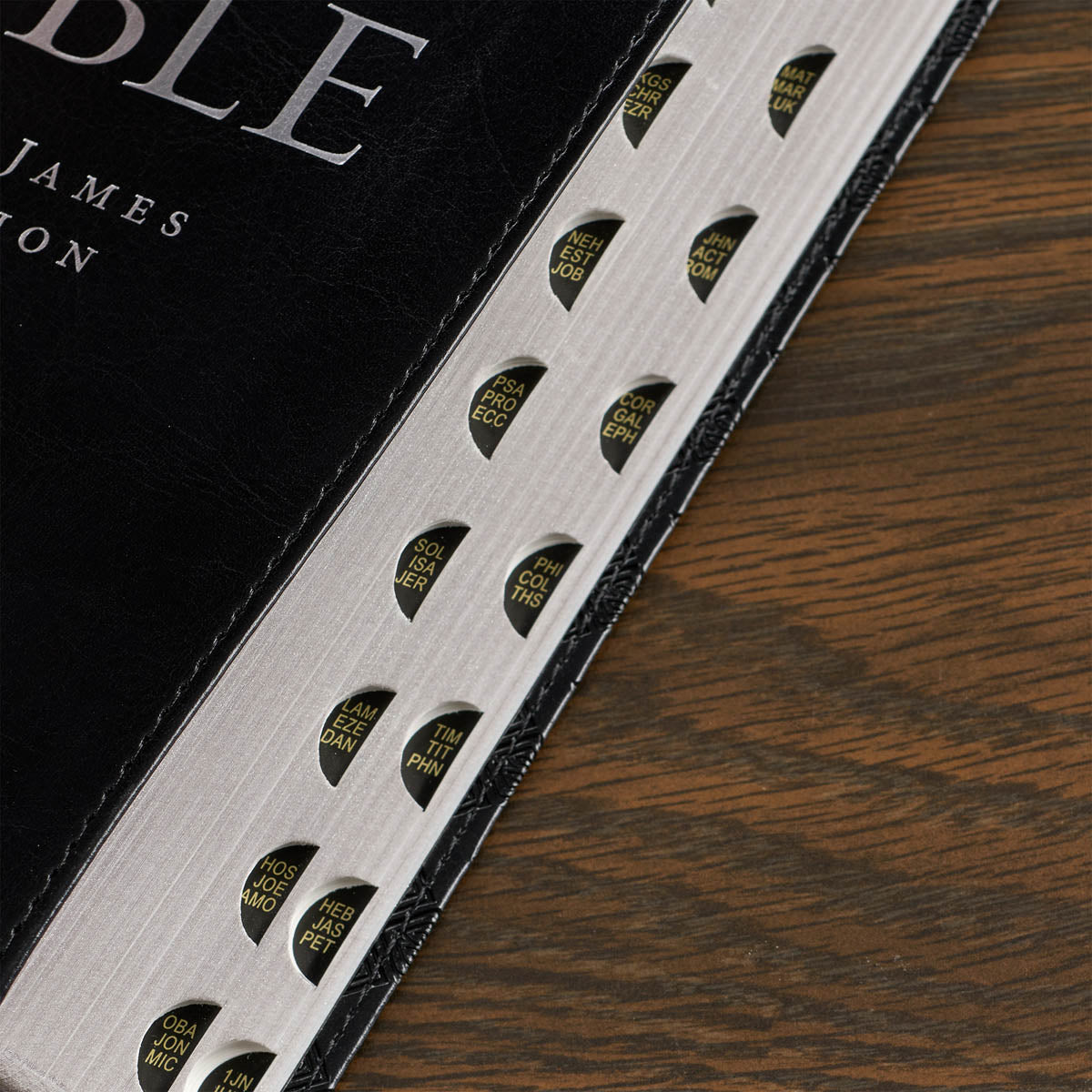 Black Faux Leather King James Version Deluxe Gift Bible with Thumb Index
