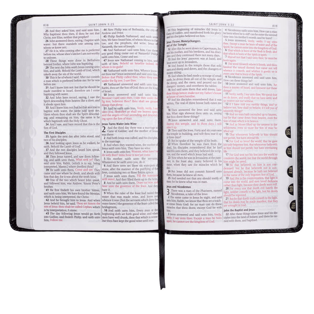 Black Faux Leather King James Version Deluxe Gift Bible with Thumb Index