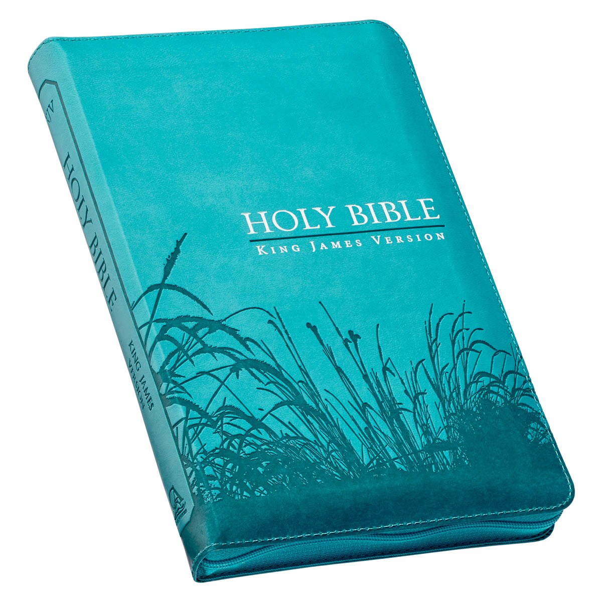 Turquoise Faux Leather King James Version Deluxe Gift Bible with Thumb Index and Zippered Closure