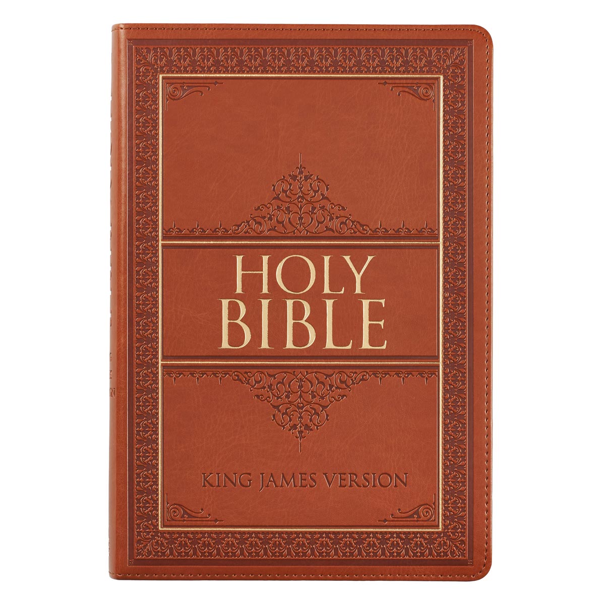 Saddle Tan Faux Leather Large Print Thinline King James Version Bible with Thumb Index