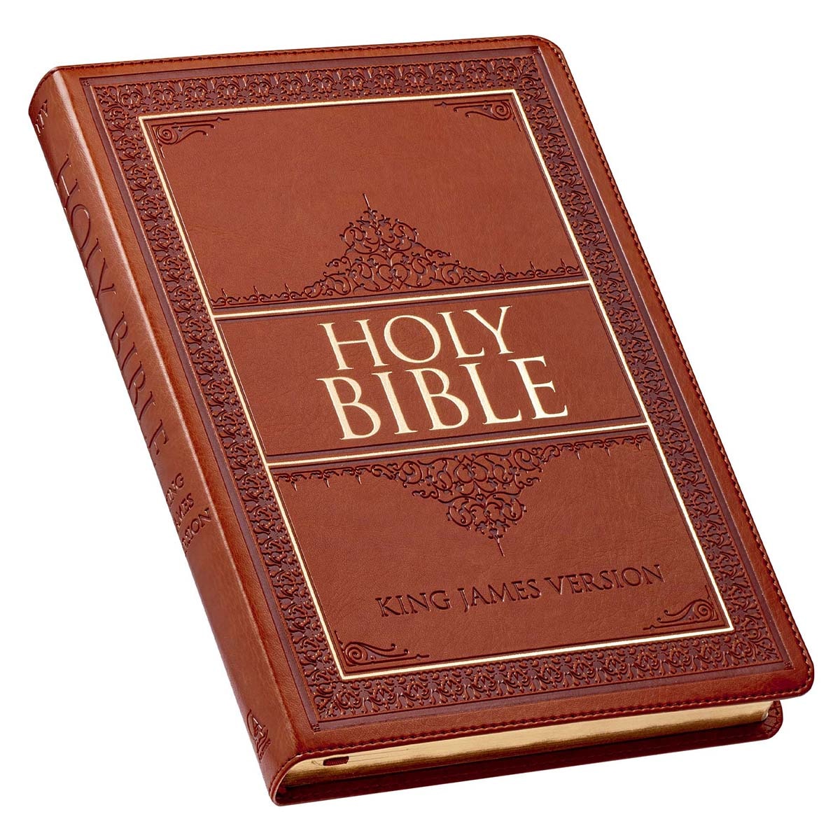 Saddle Tan Faux Leather Large Print Thinline King James Version Bible with Thumb Index