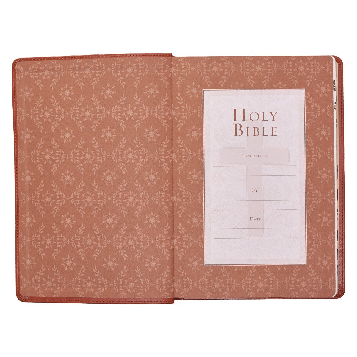 Saddle Tan Faux Leather Large Print Thinline King James Version Bible with Thumb Index