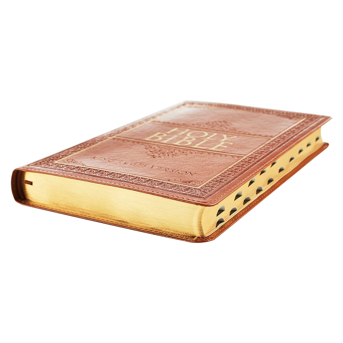 Saddle Tan Faux Leather Large Print Thinline King James Version Bible with Thumb Index
