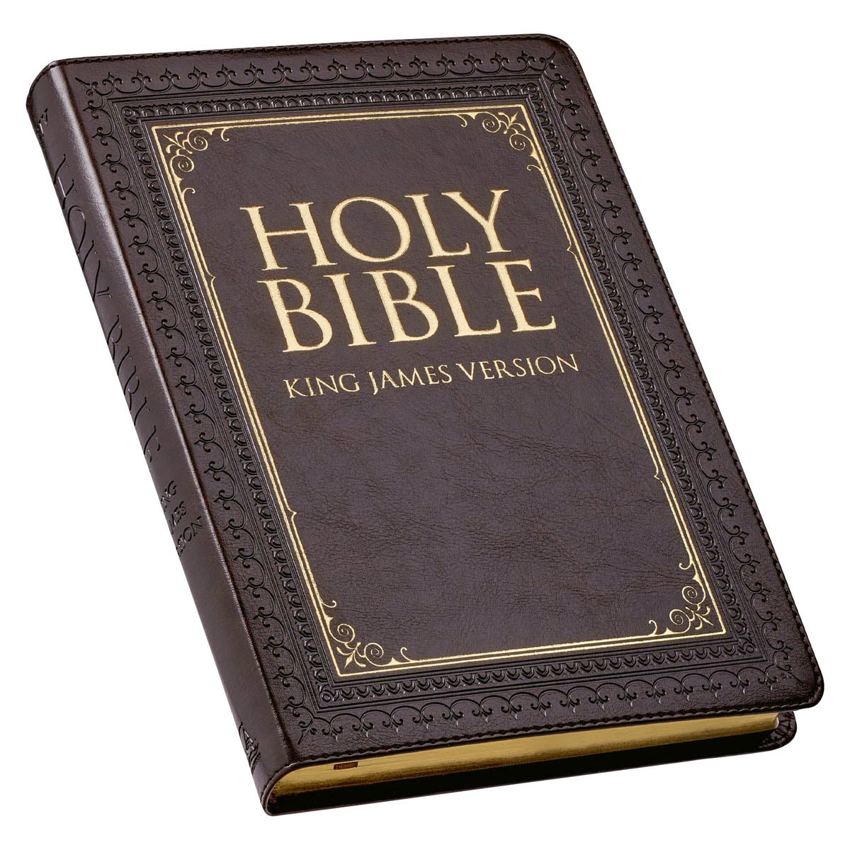 Dark Brown Faux Leather Large Print Thinline King James Version Bible with Thumb Index