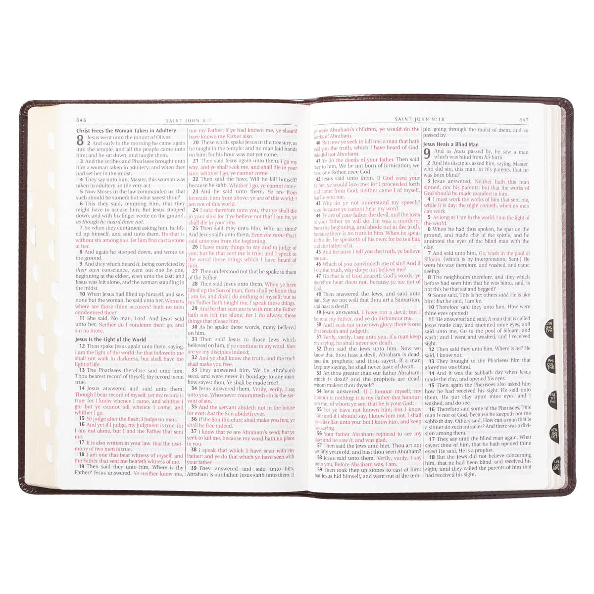 Dark Brown Faux Leather Large Print Thinline King James Version Bible with Thumb Index
