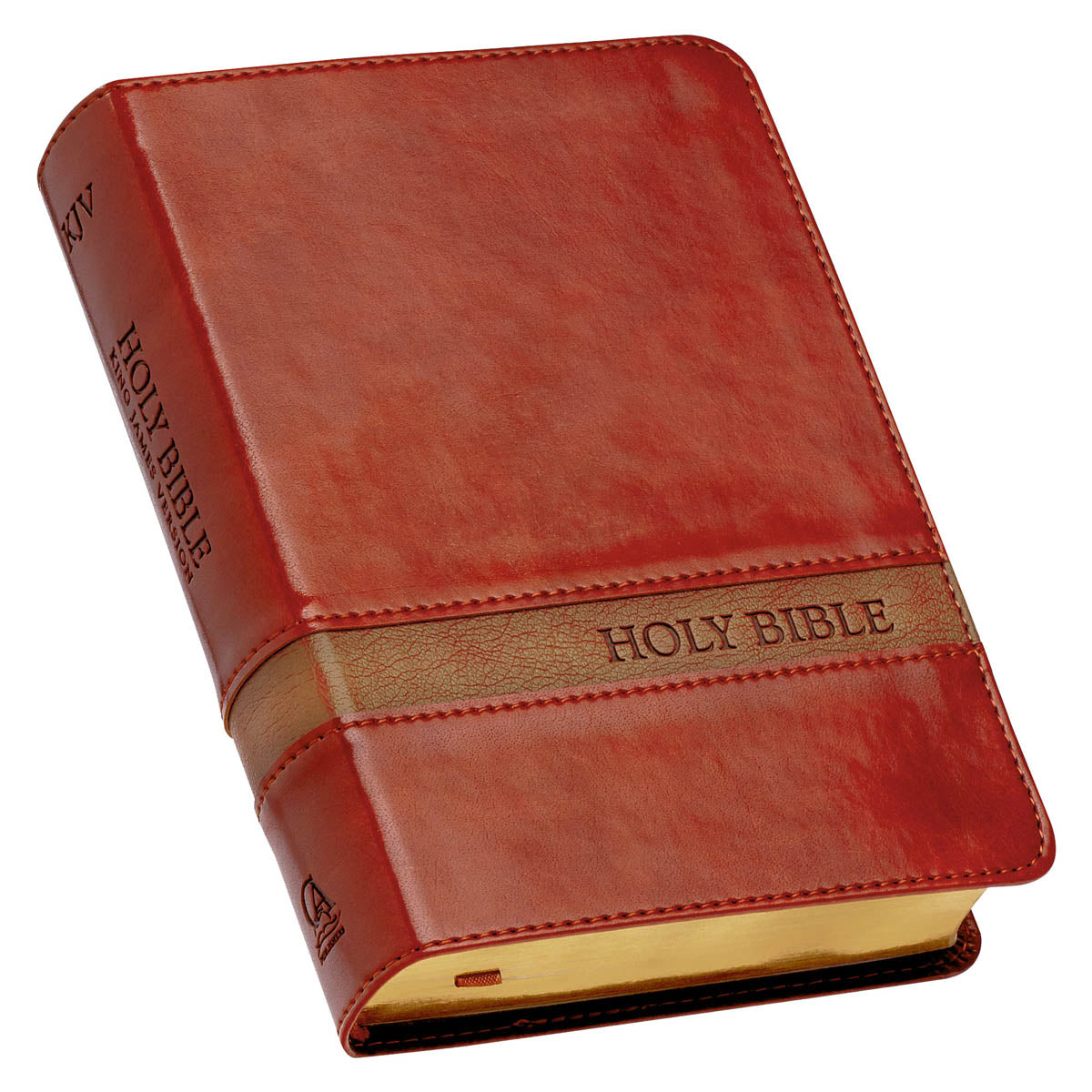 Two-tone Brown Faux Leather Large Print Compact King James Version Bible