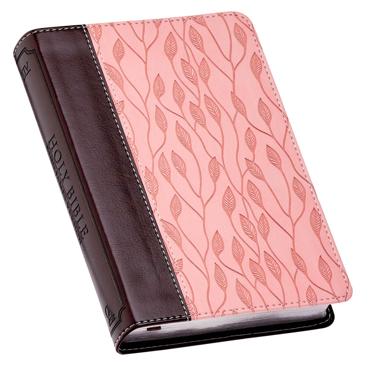 Burgundy and Pink  Faux Leather Compact King James Version Bible