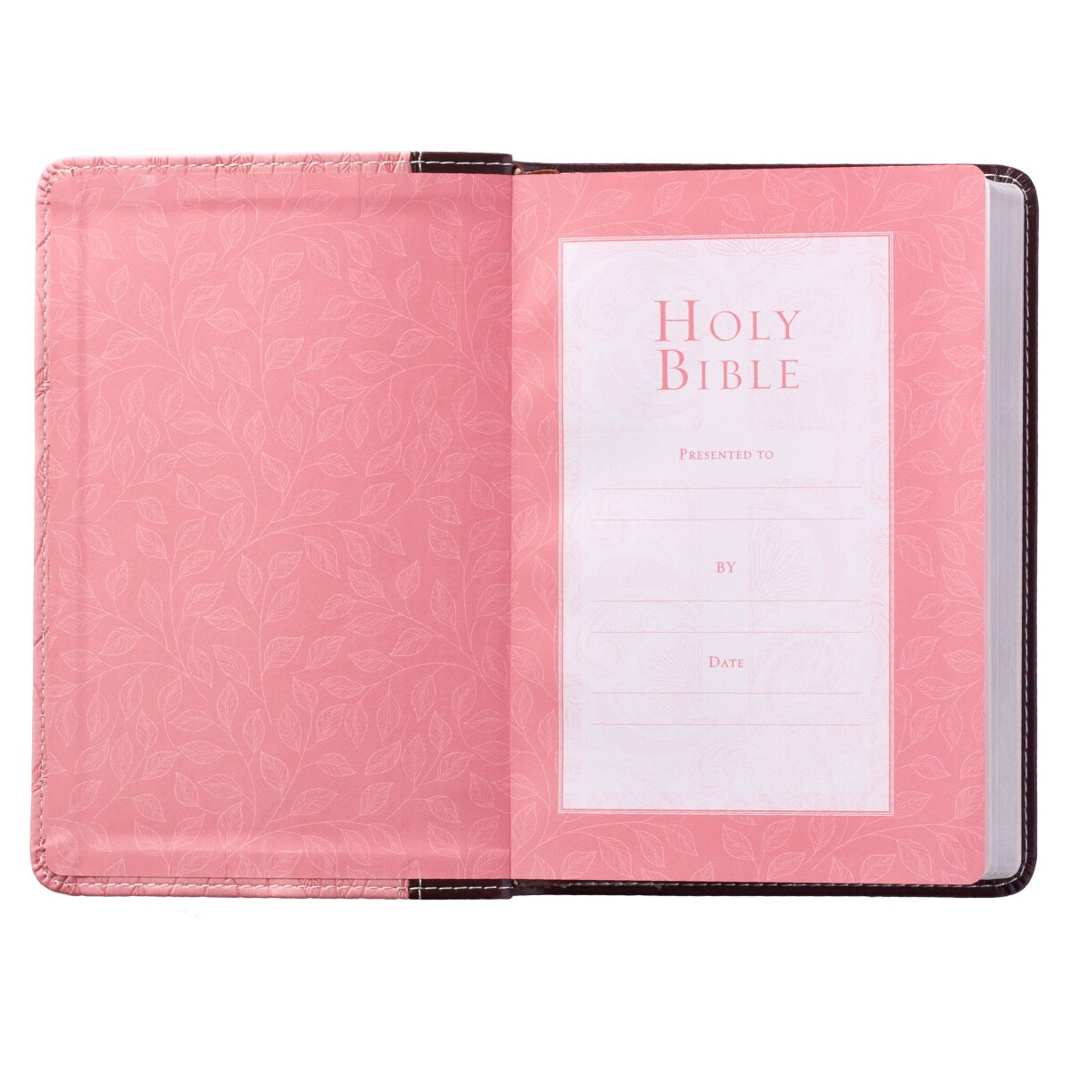 Burgundy and Pink  Faux Leather Compact King James Version Bible