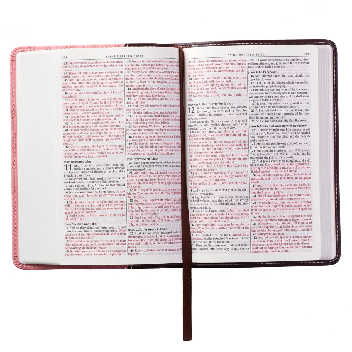 Burgundy and Pink  Faux Leather Compact King James Version Bible