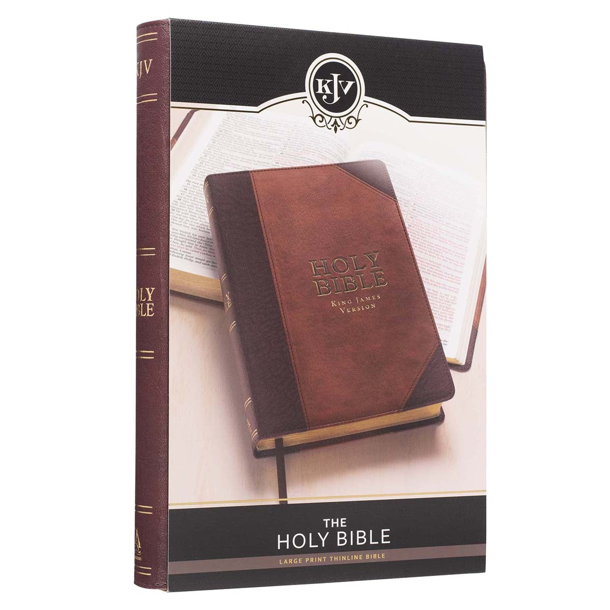 Two-tone Brown Faux Leather Large Print Thinline King James Version Bible 