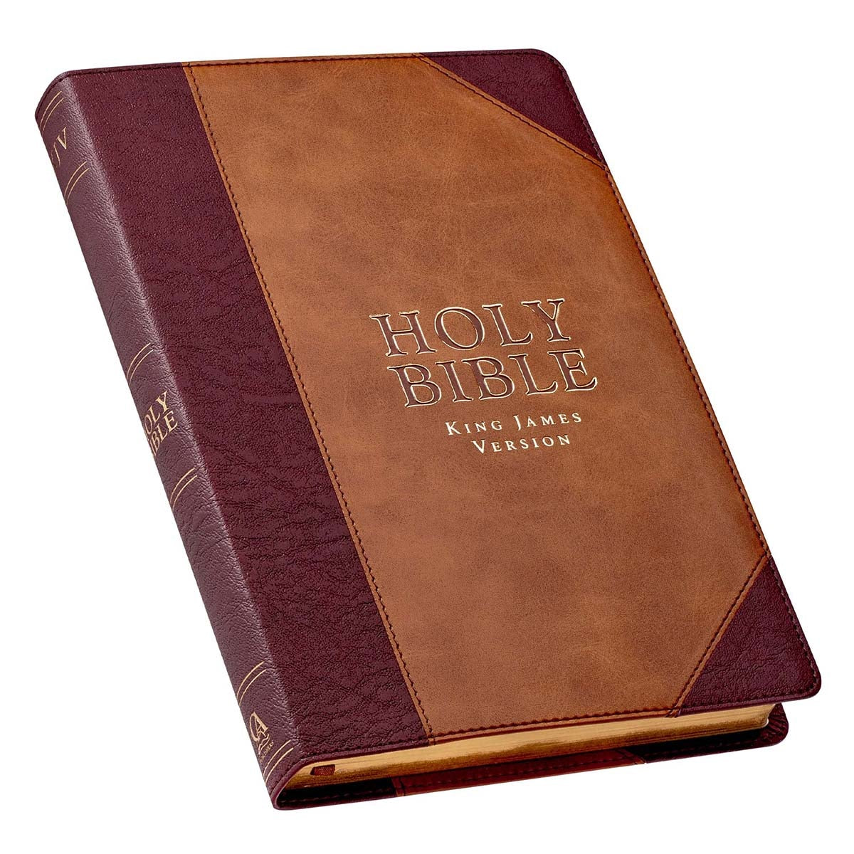 Two-tone Brown Faux Leather Large Print Thinline King James Version Bible 