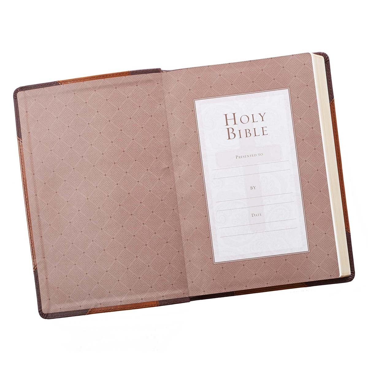 Two-tone Brown Faux Leather Large Print Thinline King James Version Bible 