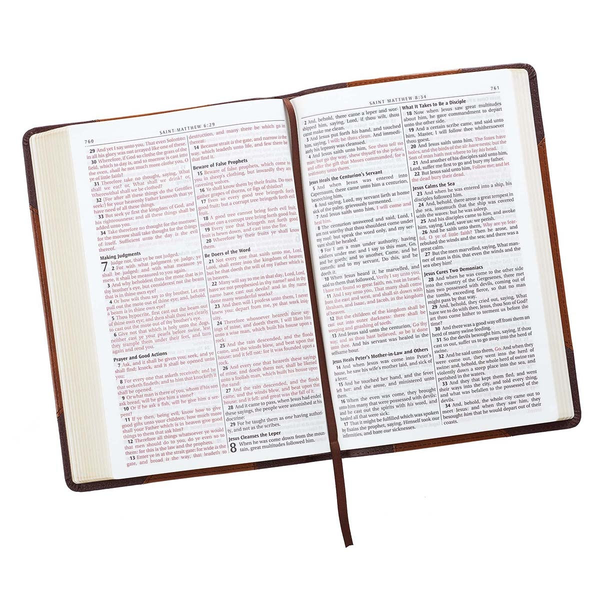 Two-tone Brown Faux Leather Large Print Thinline King James Version Bible 