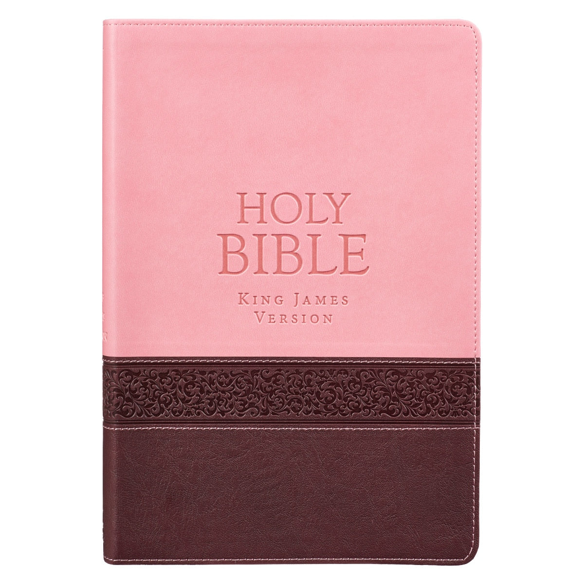 Pink and Brown Large Print Faux Leather Thinline King James Version Bible
