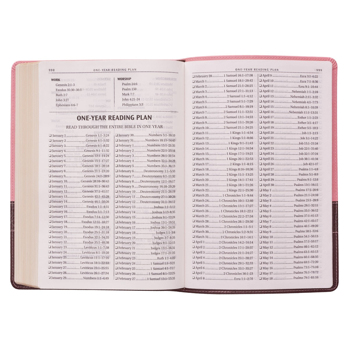 Pink and Brown Large Print Faux Leather Thinline King James Version Bible