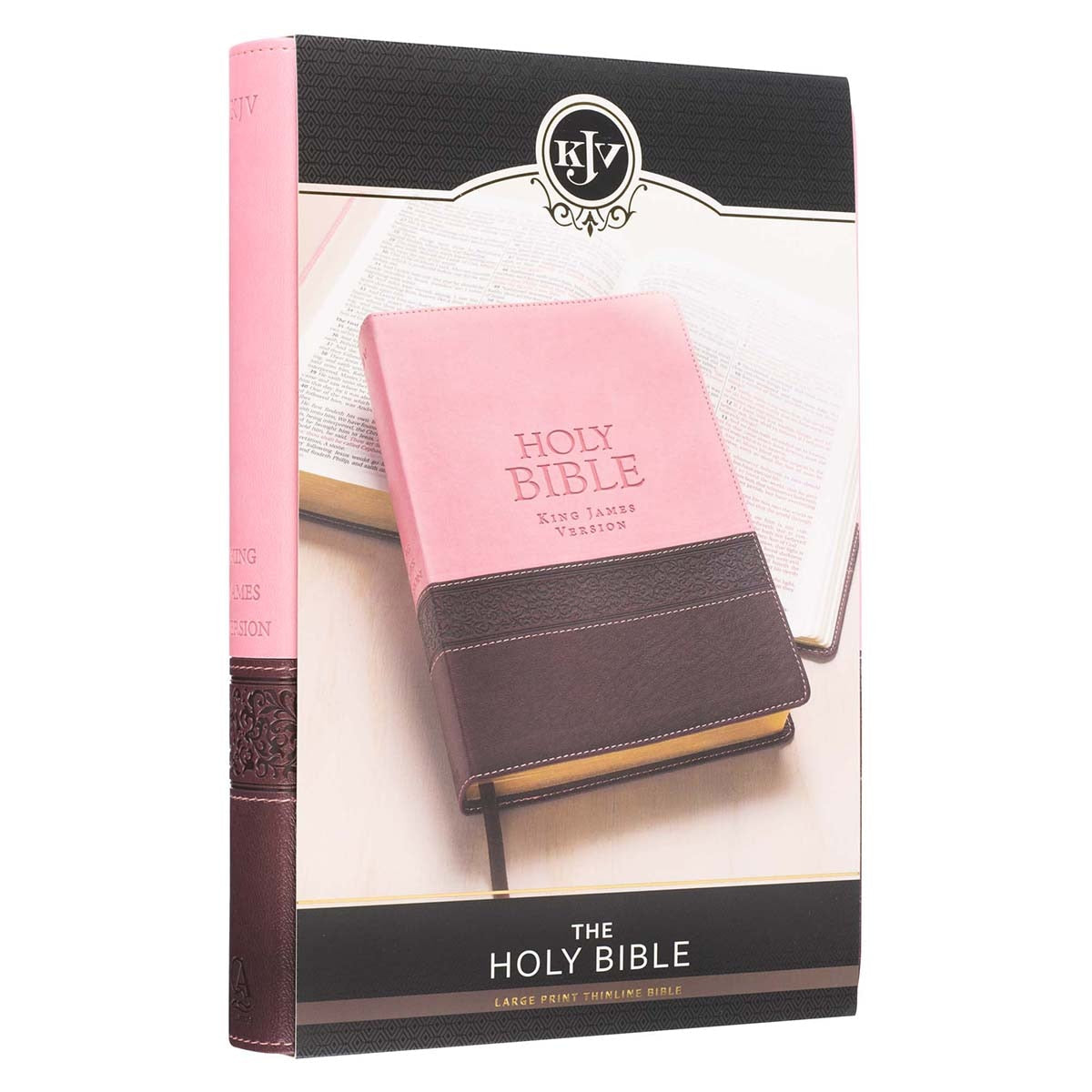 Pink and Brown Large Print Faux Leather Thinline King James Version Bible