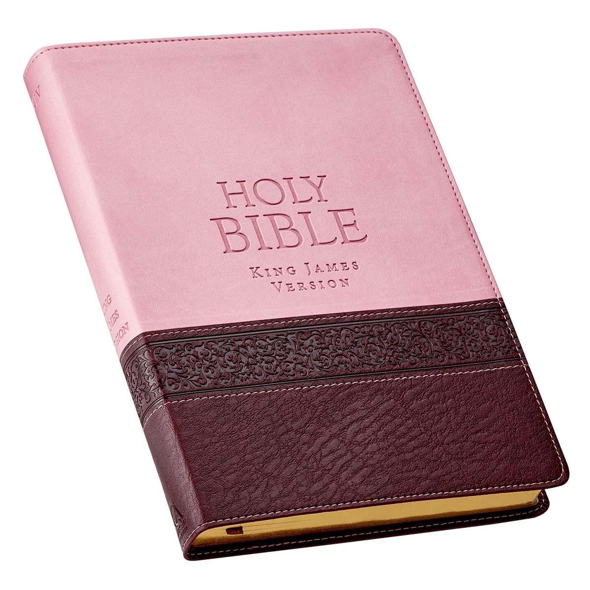 Pink and Brown Large Print Faux Leather Thinline King James Version Bible