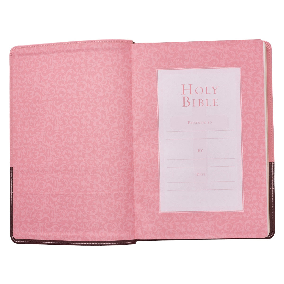 Pink and Brown Large Print Faux Leather Thinline King James Version Bible