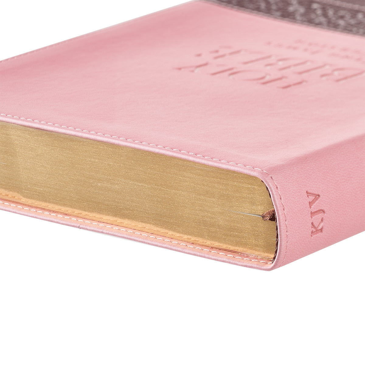 Pink and Brown Large Print Faux Leather Thinline King James Version Bible