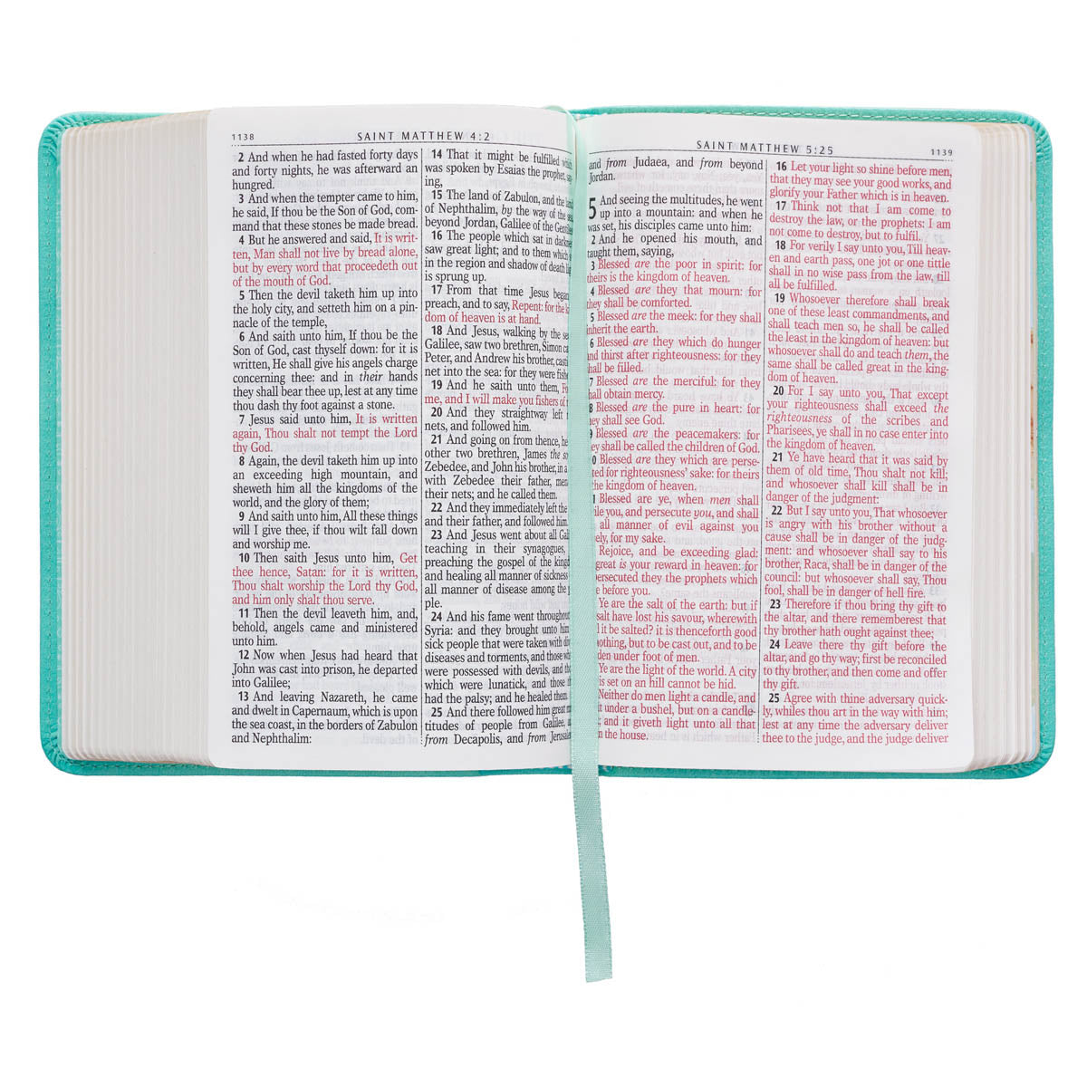 Robin’s-egg Blue Faux Leather Large Print Compact King James Version Bible