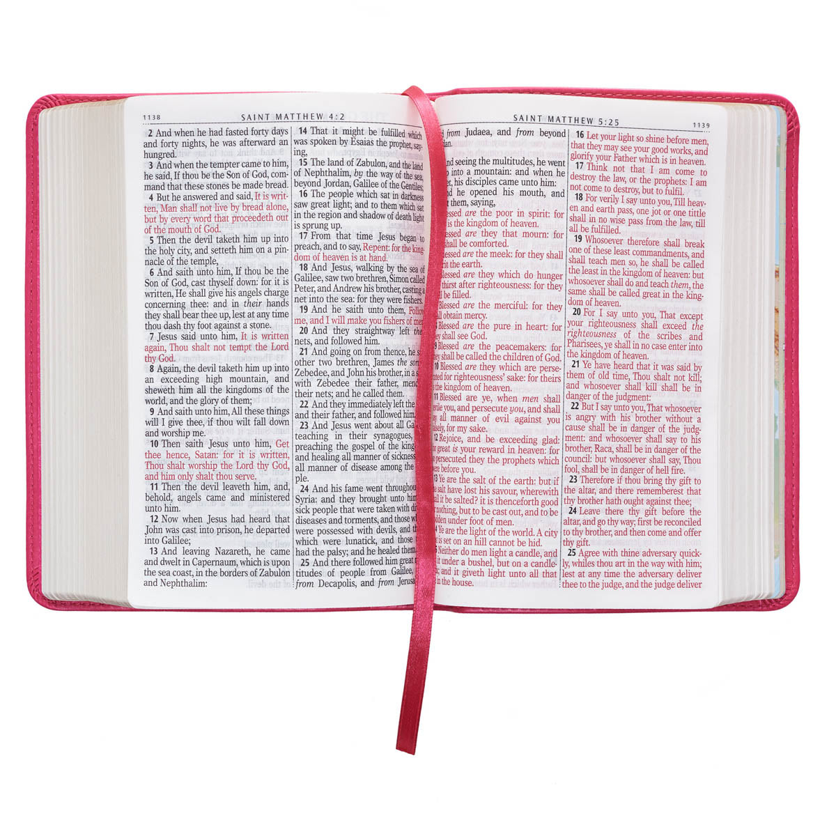 Pink Faux Leather Large Print Compact King James Version Bible