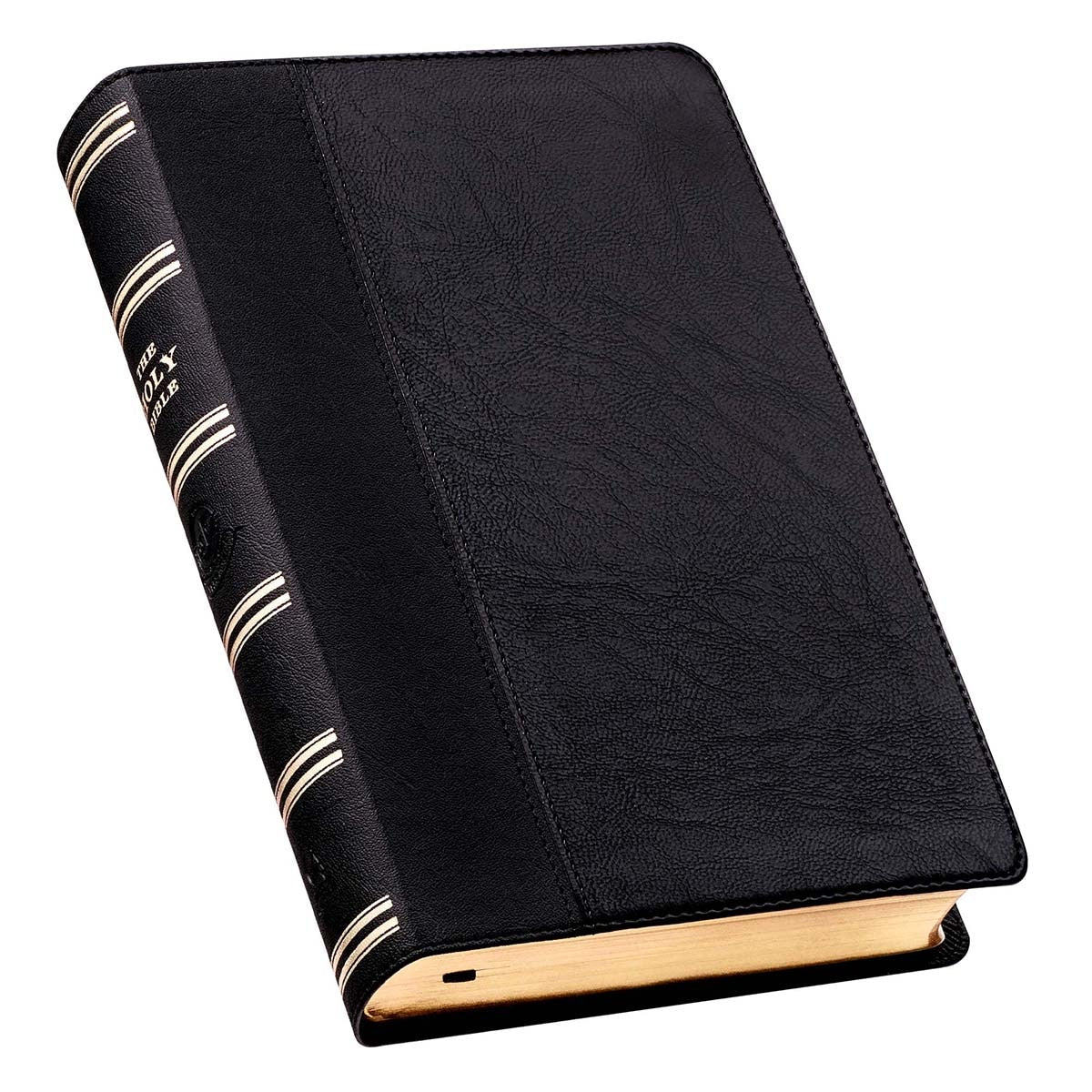 Two-tone Black Faux Leather Giant Print Standard-size King James Version Bible with Thumb Index