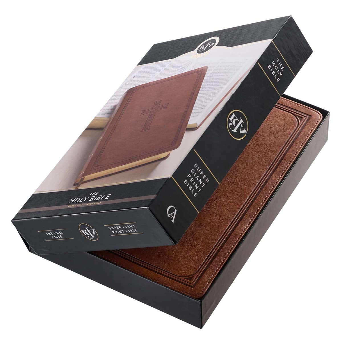 Saddle Tan Faux Leather Super Giant Print King James Version Bible
