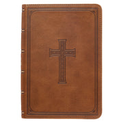 Saddle Tan Faux Leather Large Print Compact King James Version Bible