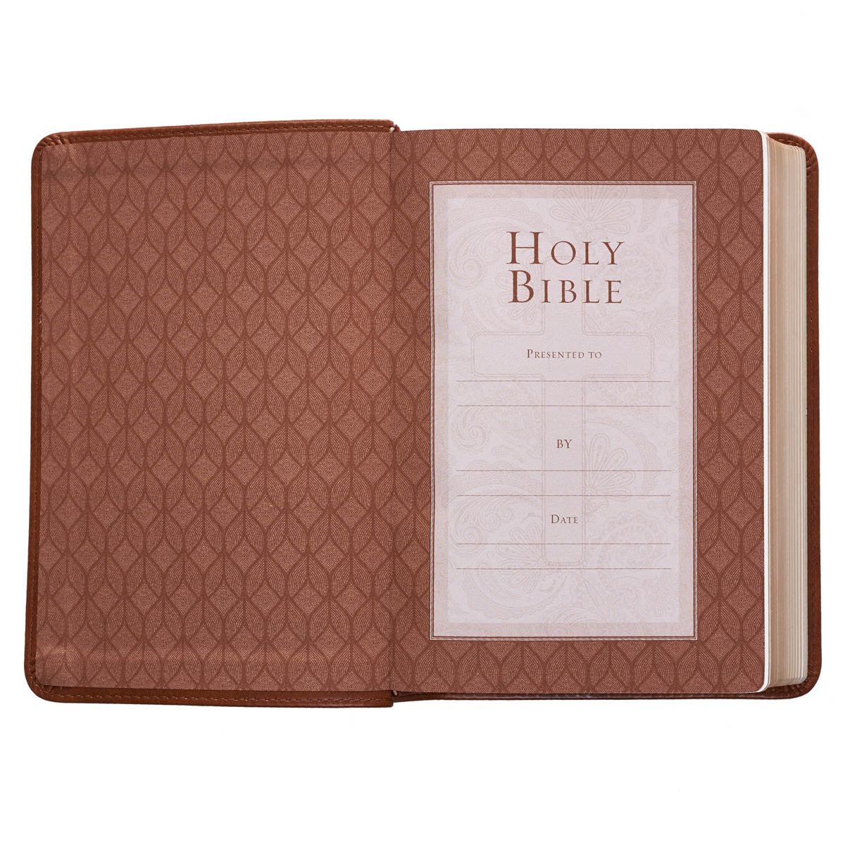 Saddle Tan Faux Leather Large Print Compact King James Version Bible