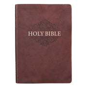 Chestnut Brown Faux Leather Super Giant Print King James Version Bible with Thumb Index