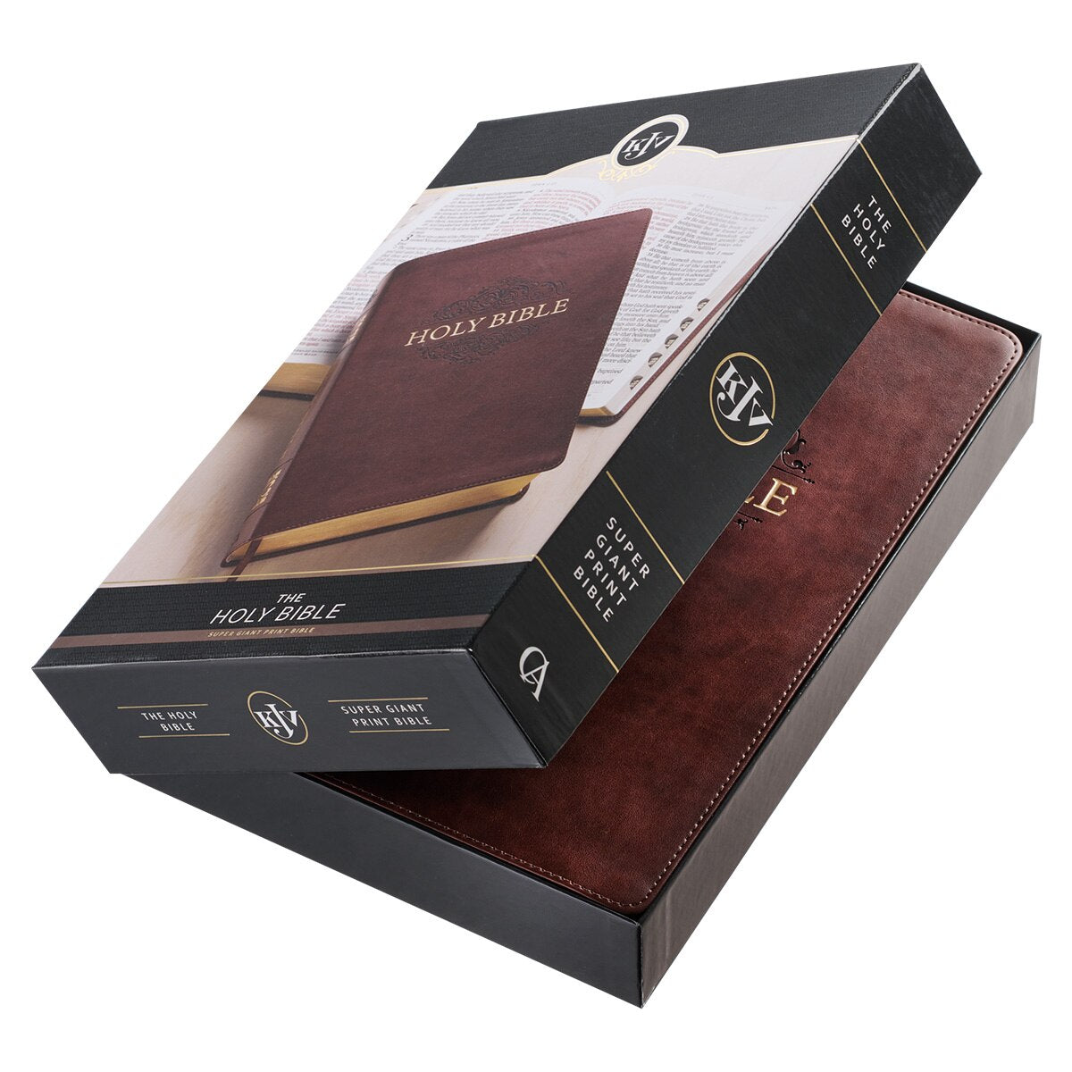 Chestnut Brown Faux Leather Super Giant Print King James Version Bible with Thumb Index