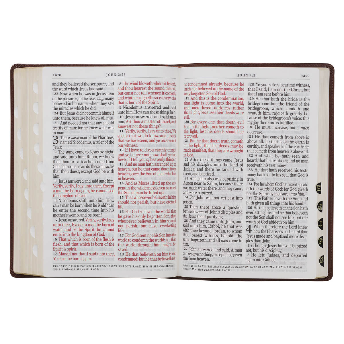 Chestnut Brown Faux Leather Super Giant Print King James Version Bible with Thumb Index