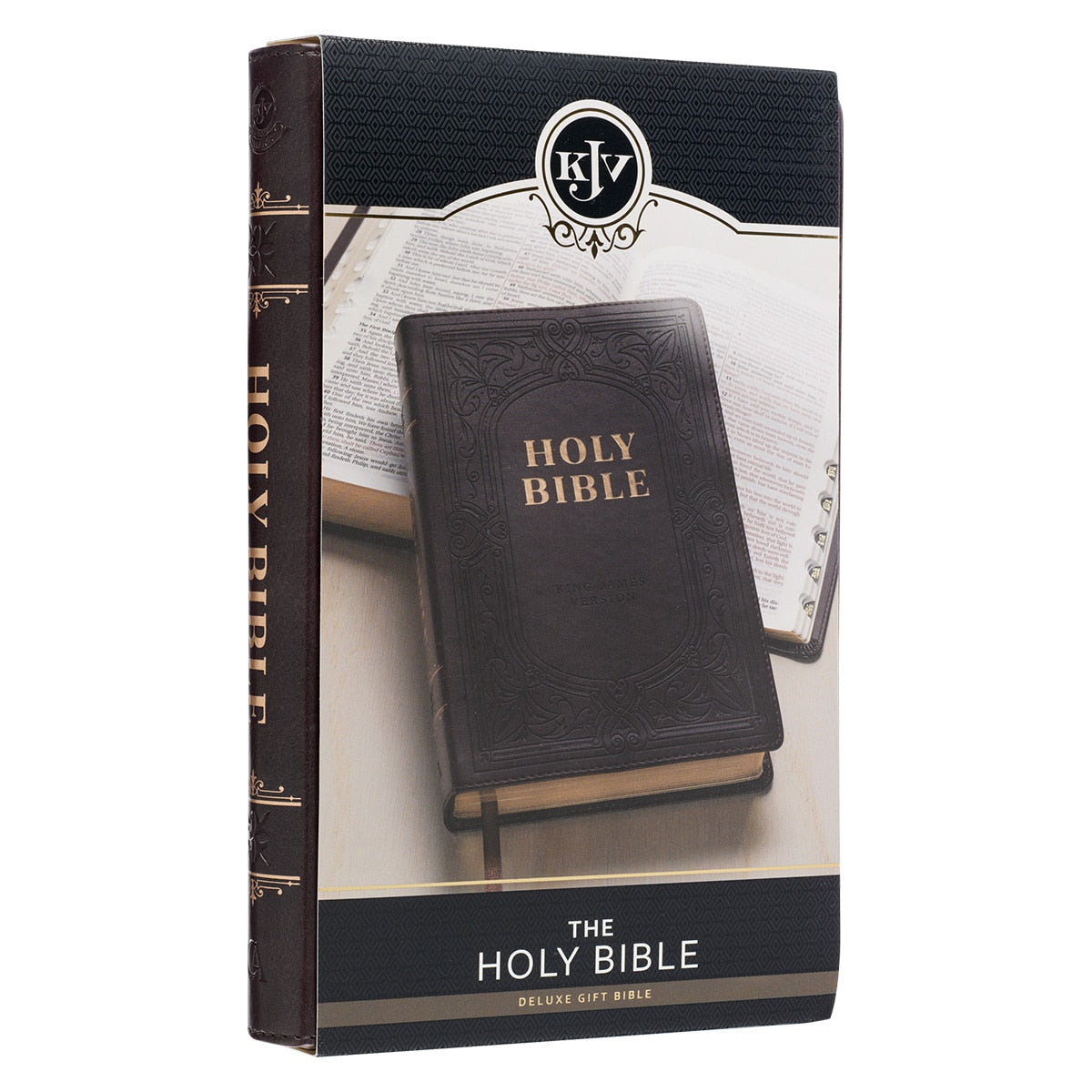 Dark Brown Faux Leather King James Version Deluxe Gift Bible with Thumb Index
