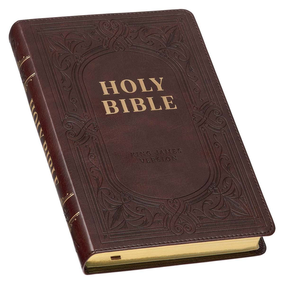 Dark Brown Faux Leather King James Version Deluxe Gift Bible with Thumb Index