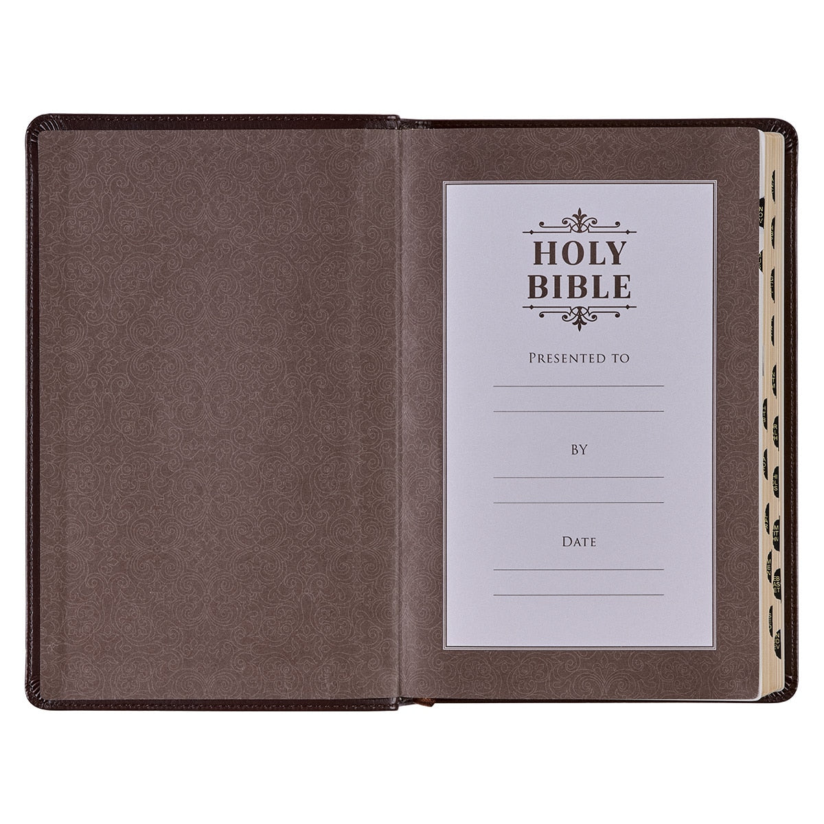Dark Brown Faux Leather King James Version Deluxe Gift Bible with Thumb Index