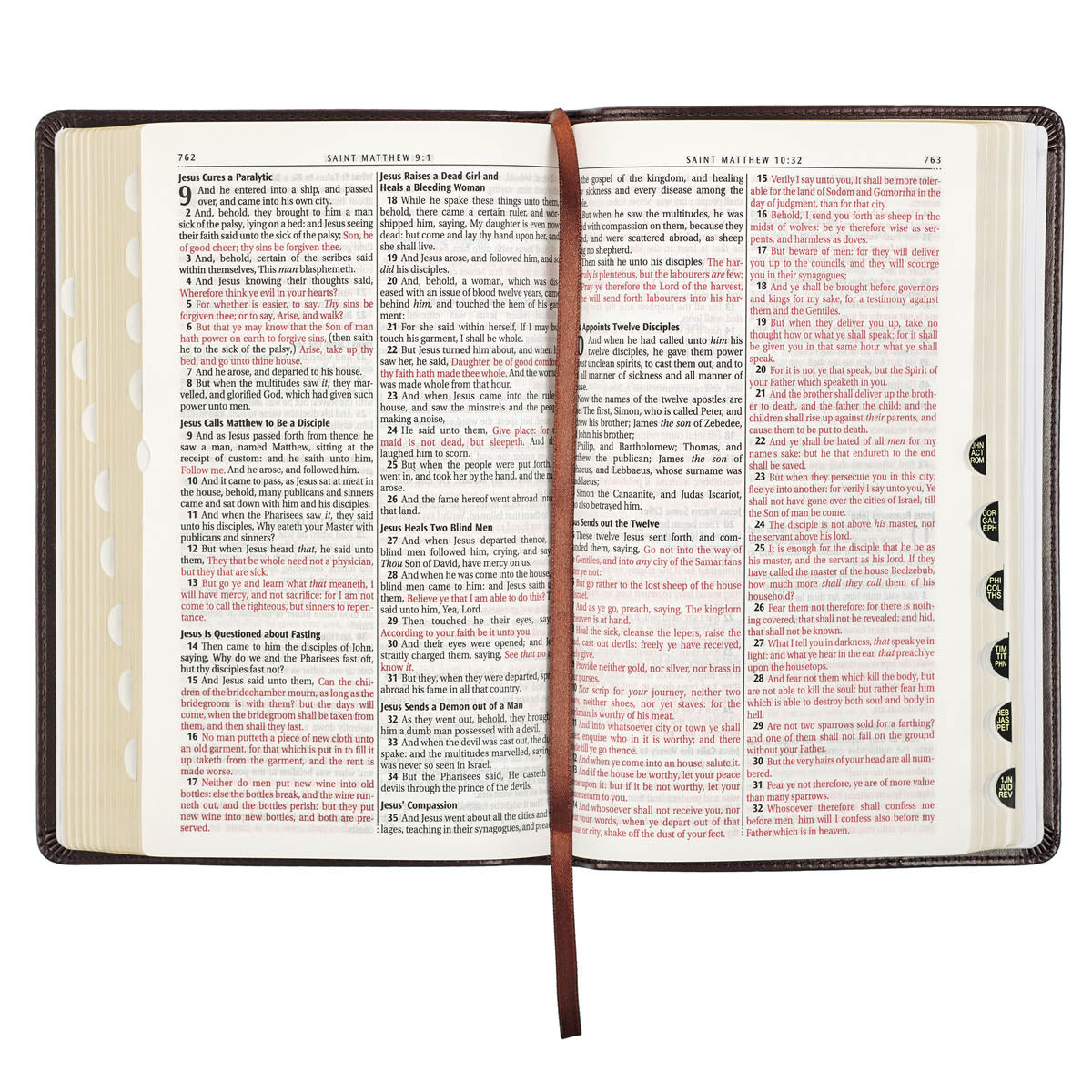 Dark Brown Faux Leather King James Version Deluxe Gift Bible with Thumb Index