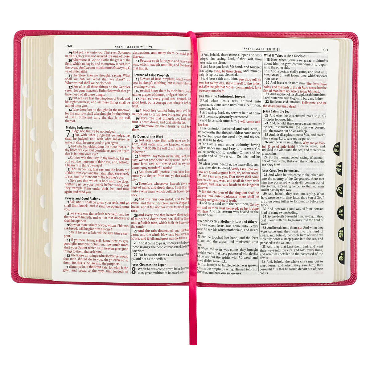 Pink Faux Leather King James Version Deluxe Gift Bible with Thumb Index