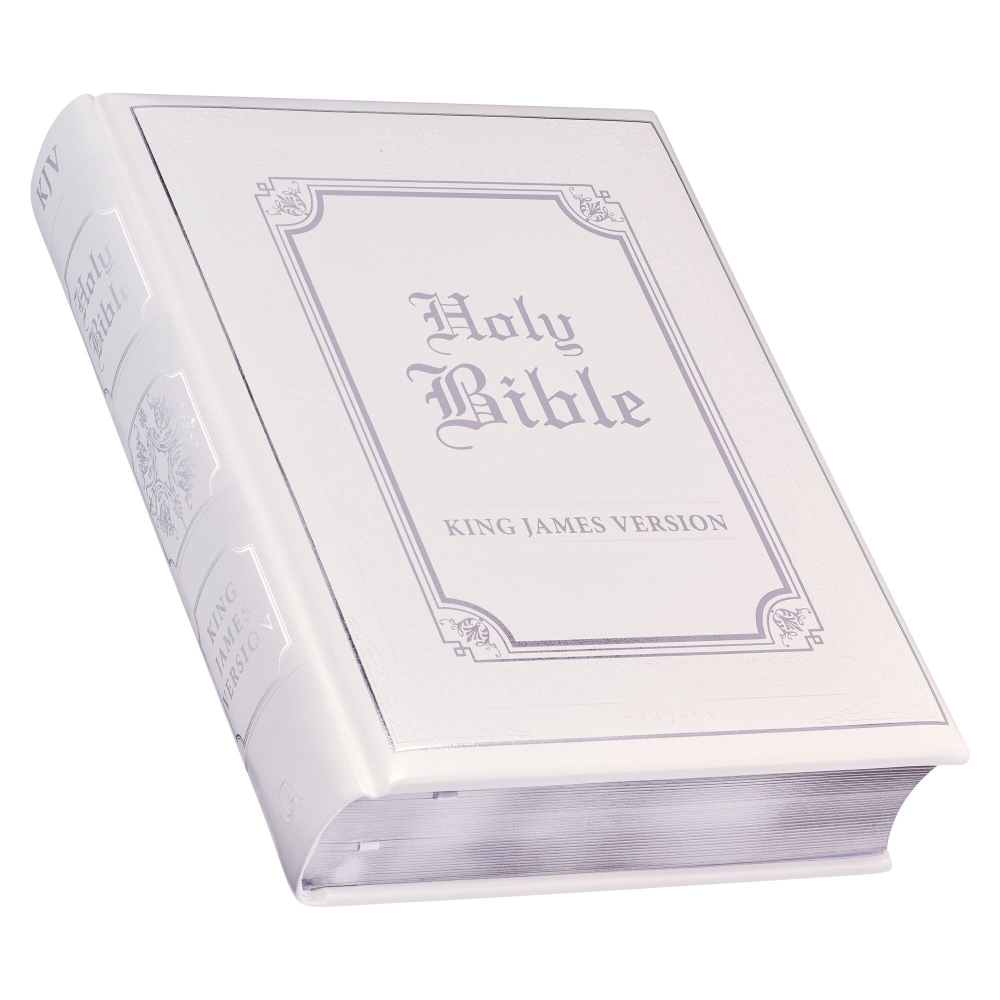 White Faux Leather King James Version Family Bible