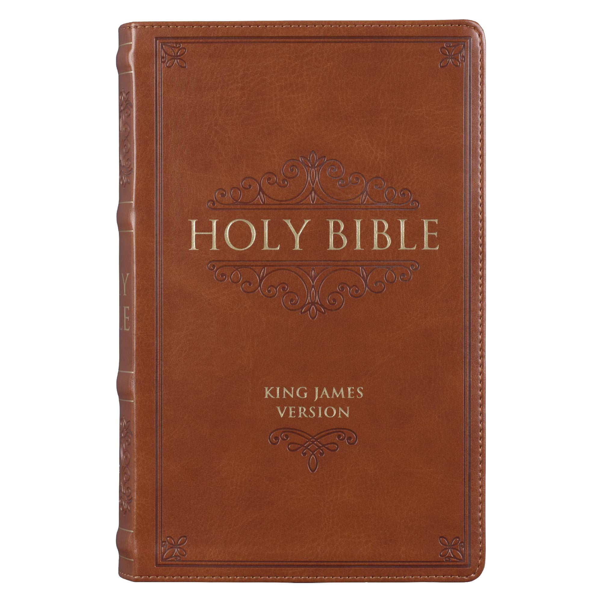 Saddle Tan Faux Leather Giant Print Standard-size King James Version Bible with Thumb Index