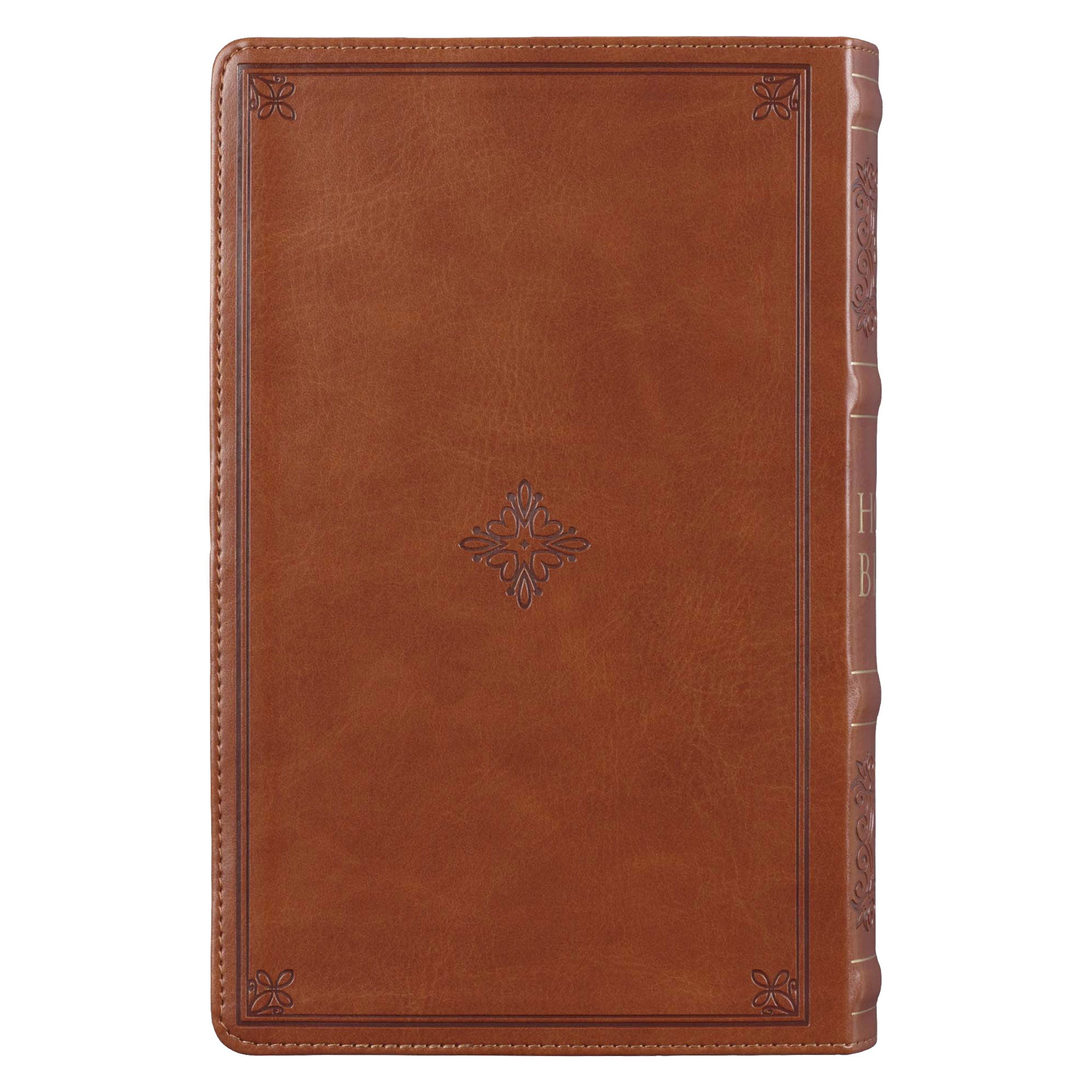 Saddle Tan Faux Leather Giant Print Standard-size King James Version Bible with Thumb Index
