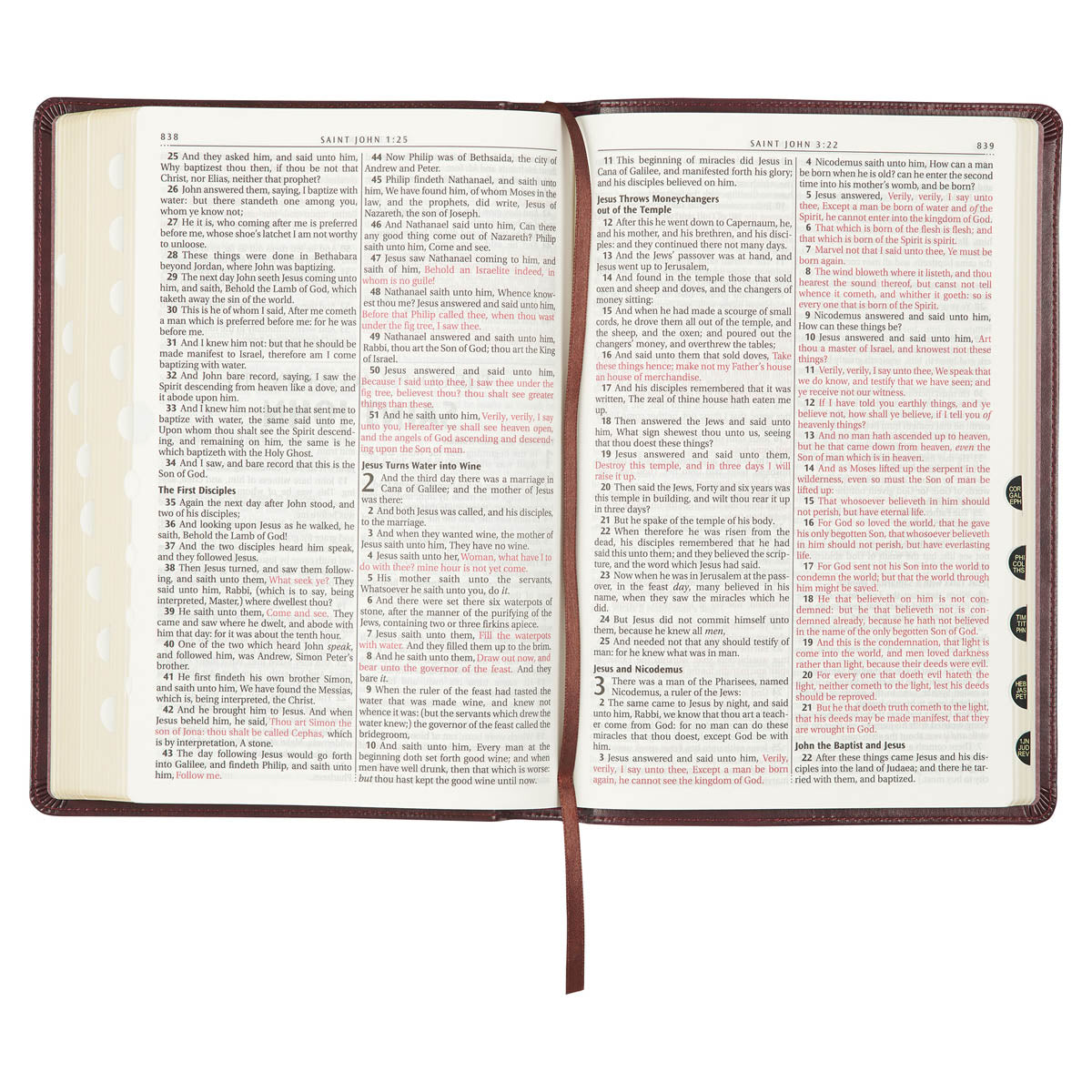Burgundy Faux Leather Large Print Thinline King James Version Bible with Thumb Index
