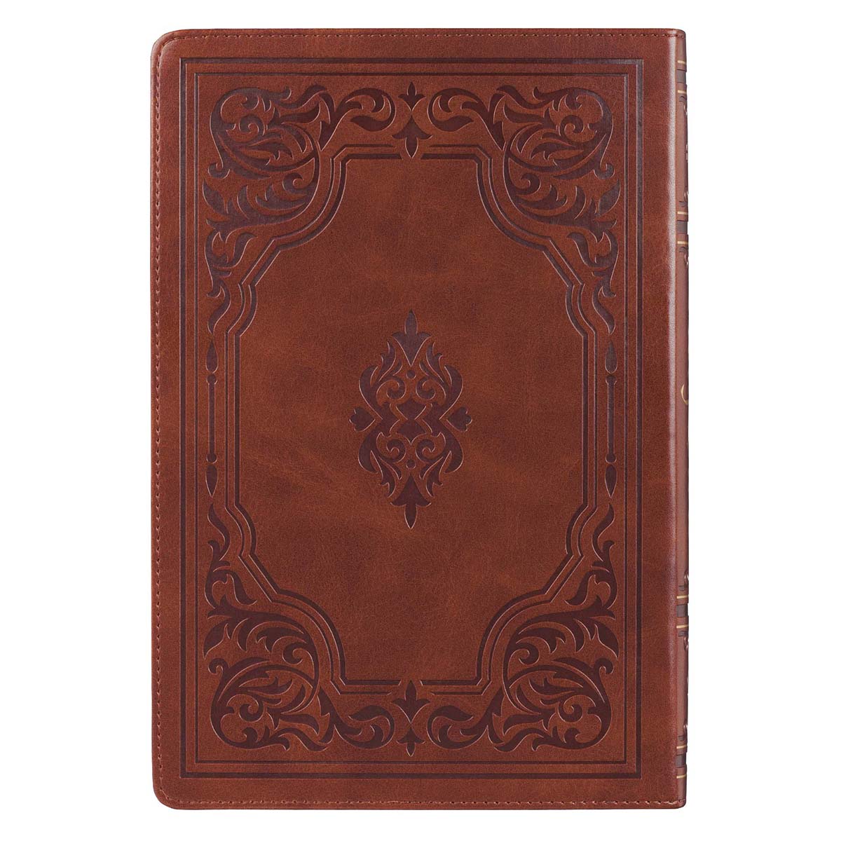 Antiqued Brown Faux Leather Large Print Thinline King James Version Bible with Thumb Index
